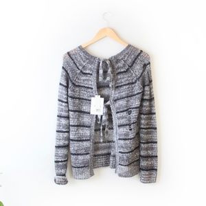 Pam & Gela Mohair Striped Ripped Tie Back Sweater